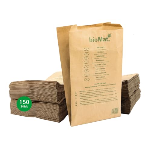 bioMat Papiertüten aus Recyclingpapier, 10 Liter, 150 Stück