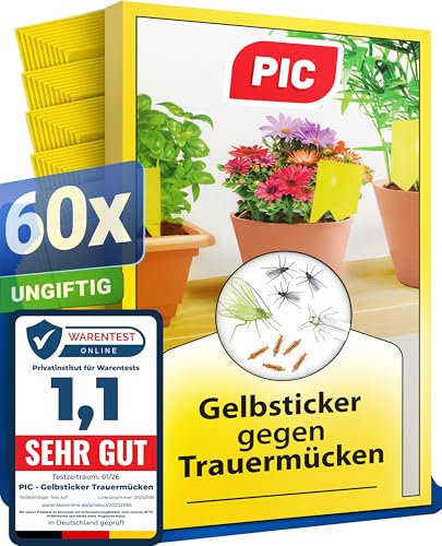 PIC Gelbtafeln gegen Trauermücken, 60 Stück